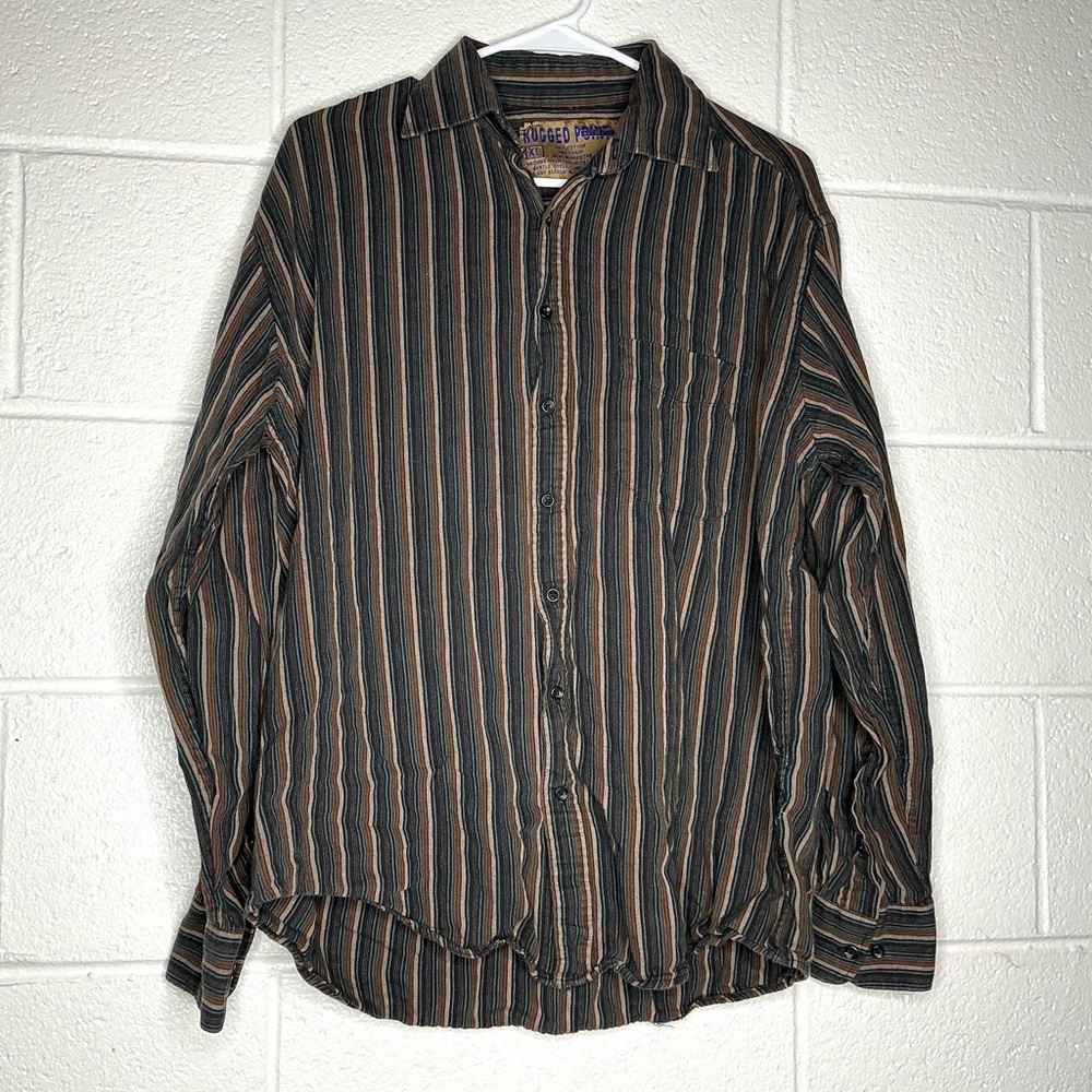 < Rugged Point Men's Striped Button-Up Shirt >